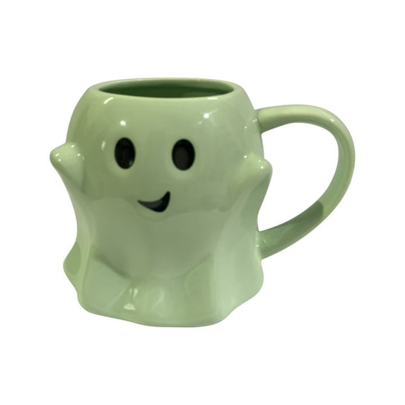 Cinvoph 14 oz Halloween Ghost Mugs, Cute Ceramic Coffee Cups, Ghost Decoration for Women Kids Men and Holiday Party, Green