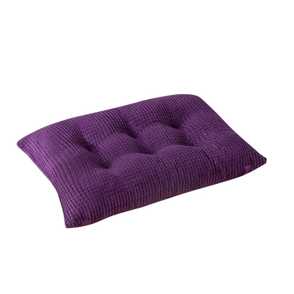 Cinvoph 14"x9.5" Thickened Solid Color Chair Cushions for Dining Chairs Corduroy Seat Cushion with Ties, Soft Textured Washable Seat Pad, Cozy for Kitchen Home Office Use, Purple