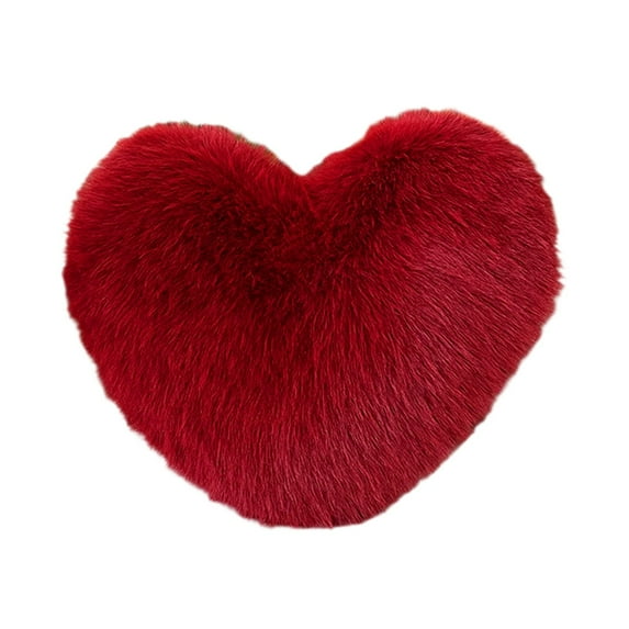 Cinvoph 16"x12" Plush Throw Pillow Decorative Heart Waist Cushion Velvet Pillow for Living Room Sofa Wedding Gift Home Office Decor, Red