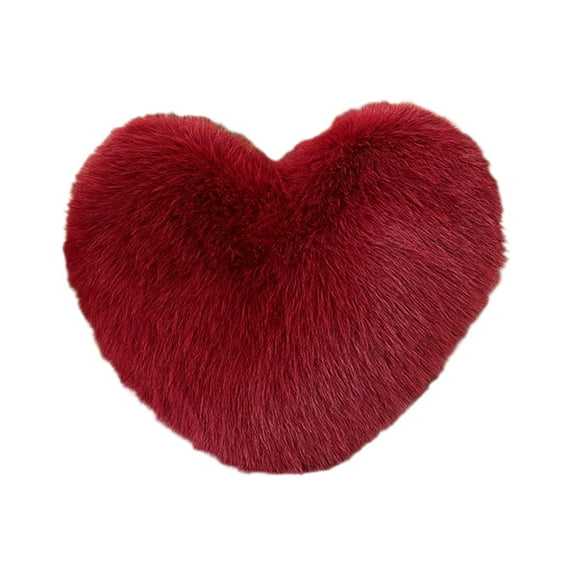 Cinvoph 16"x12" Plush Throw Pillow Decorative Heart Waist Cushion Velvet Pillow for Living Room Sofa Wedding Gift Home Office Decor, Wine