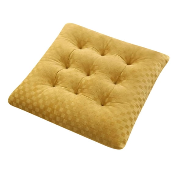 Cinvoph 16"x16" Thickened Chair Cushions Solid Color Velvet Seat Cushion for Dining Chairs Non-Slip Plush Washable Seat Pad, Soft Cozy for Kitchen Home Office Decor, Yellow