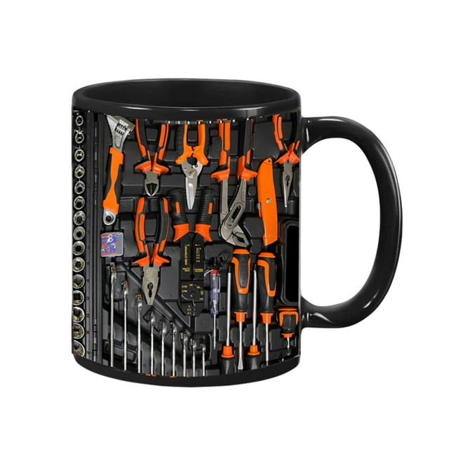 Cinvoph 16oz Funny Coffee Mug with Handle Gift Mug for Men Women Decorative Mechanic Toolbox Mug for Coffee Milk Tea Hot Chocolate