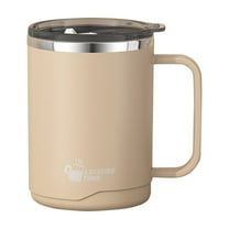 Cinvoph 16oz Stainless Steel Coffee Mug with Handle Insulated Double Layer Travel Mug with Push Lid for Coffee Tea, Khaki