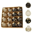 thumbnail image 1 of Cinvoph 16pcs Christmas Balls Hanging Decoration Champagne Black Gold Pendant Decor for Xmas Tree, Colorful Christmas Ornaments for Living Room Mantel, Black, 1 of 6