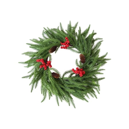 Cinvoph 17.7" Christmas Candle Rings Wreaths, Mini Wreath with Faux Berries Pinecone, Artificial Wreath for Pillar 4" Ring Candles Holder for Christmas Winter Table Centerpiece Decor