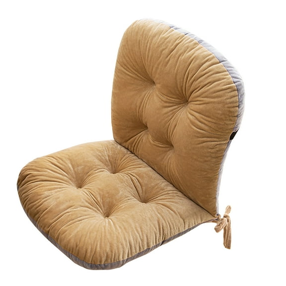 Cinvoph 18"x15" Thickened Chair Cushion with Back Support & Ties Non-Slip Seat Cushion Soft Textured Seat Pad for Recliner Chair, Durable Comfortable Cushion for Indoor Outdoor Use, Khaki