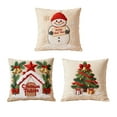 thumbnail image 1 of Cinvoph 18"x18" 3pcs Embroidered Christmas Throw Pillow Covers Linen Festive Xmas New Year Holiday Decor, Decorative Pillow Cases for Couch Sofa Bed Chair Living Room Home Decoration, 1 of 7