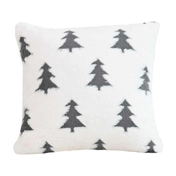 Cinvoph 18"x18" Christmas Throw Pillow Covers Plush Xmas Tree Pillow Cases for Winter Xmas New Year Couch Sofa Bed Home Decor, Gray