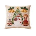 thumbnail image 1 of Cinvoph 18"x18" Embroidered Christmas Throw Pillow Covers Linen Festive Xmas New Year Holiday Decorative Pillow Cases for Couch Sofa Bed Chair Living Room Party Winter Home Decoration, 1 of 6