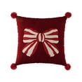 thumbnail image 1 of Cinvoph 18"x18" Velvet Throw Pillow Covers Cotton Bow Cushion Cases Christmas New Year Holiday Decor, Decorative Pillow Covers for Couch Sofa Chair Living Room, Warm Holiday Gatherings Decor, 1 of 6