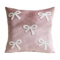 thumbnail image 1 of Cinvoph 18"x18" Velvet Throw Pillow Covers Soft Bow Cushion Cases Christmas New Year Holiday Decor, Decorative Pillow Covers for Couch Sofa Chair Living Room, Warm Holiday Gatherings Decor Pink, 1 of 6