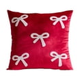 thumbnail image 1 of Cinvoph 18"x18" Velvet Throw Pillow Covers Soft Bow Cushion Cases Christmas New Year Holiday Decor, Decorative Pillow Covers for Couch Sofa Chair Living Room, Warm Holiday Gatherings Decor Red, 1 of 6