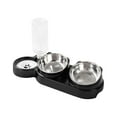 thumbnail image 1 of Cinvoph 2 In 1 Pet Bowl 2pcs Stainless Steel Food Dishes 1pcs Water Bowl Set for Cats Dogs Dual Feeding Drinking Bowl BPA Free Non Slip for Puppies Cats 3.5"H, Black, 1 of 6