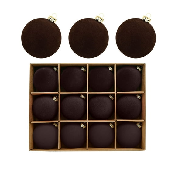 Cinvoph 2.36" 12pcs Velvet Christmas Balls Ornaments Set, Exquisite Decorations Shatterproof Plastic Baubles for Xmas Tree Holiday Wedding Party Decor