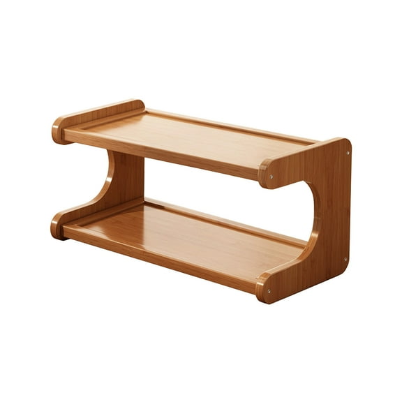 Cinvoph 2-Tier Desktop Storage Rack Countertop Shelves Organizers Wooden Desk Storage Rack for Tabletop Bookshelf Kitchen Office Supplies