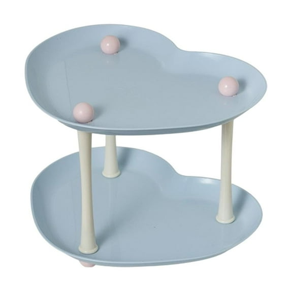 Cinvoph 2 Tier Household Storage Tray Multi-Function Living Room Organizer, Space-Saving Countertop Classified Storage Tray for Snacks Fruit Tea Break, Blue