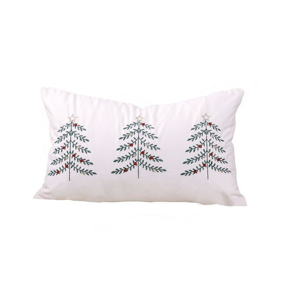 Cinvoph 20"x12" Christmas Velvet Pillow Cover Xmas Tree Throw Pillow Cases for Winter Xmas New Year, Soft Cushion Covers for Couch Sofa Bed Home Living Room Party Holiday Decoration White