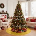 thumbnail image 1 of Cinvoph 21" Mini Christmas Tree Skirt Sequin Tree Skirt Glitter Skirt for Christmas Tree Xmas Holiday Ornaments Christmas Tree Stand Cover Decor, Yellow, 1 of 7
