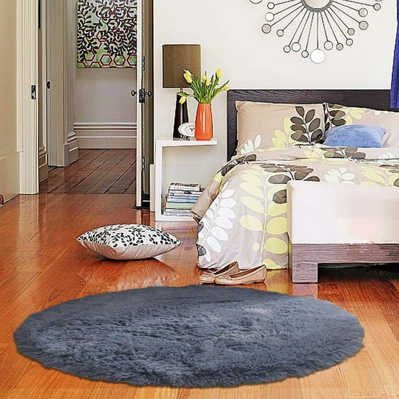 Cinvoph 24" Plush Area Rugs for Living Room Bedroom, Non-Slip Soft Carpet, Indoor Floor Living Room Cozy Rug for Home Frontdoor Decor Gray
