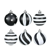 Cinvoph 24pcs Christmas Ball Ornaments Set, Black & White Decorations Shatterproof Plastic Baubles for Xmas Tree Holiday Wedding Party Decor