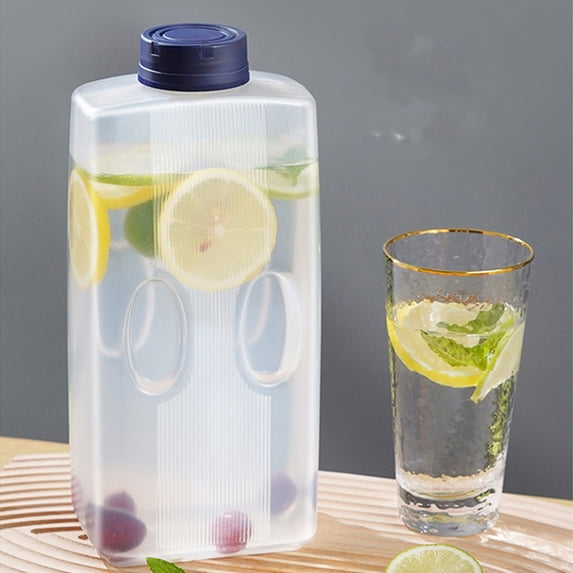 Cinvoph 2L Clear Bottle with Lids Reusable Plastic Water Bottles for Refrigerator, Juicing, Leak Proof, Juice Bottle Drinking Jar Containers