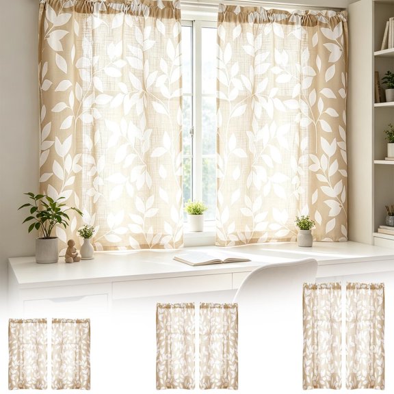 Cinvoph 2pcs Cafe Half Window Curtains, Washabl Waterproof Short Window Tier Drapes, Stylish Decor Window Treatment For Rustic Home Kitchen Window Decoration 39"x27.5"