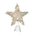 thumbnail image 1 of Cinvoph 2pcs Christmas Star Tree Topper & LED String Set, Plug in Golden Glittered Star Tree Topper, Iron Bulbs String Lights for Indoor Office Christmas New Year Holiday Tree Decoration 10", 1 of 6