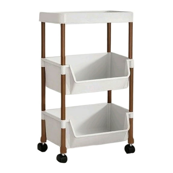 Cinvoph 3-Tier Shelving Storage Rack with Wheels & 4 Hooks Adjustable Heavy Duty Space Saving Standing Unit for Kitchen Bathroom Laundry Pantry Closet Home Organization Rack 12.5"x9.5"x22"