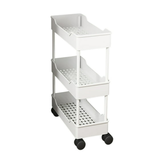 Cinvoph 3-Tier Shelving Storage Rack with Wheels Adjustable Space Saving Standing Unit for Kitchen Bathroom Laundry Closet Soild Color Home Organization Rack 16"x6"x24.5"