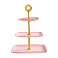 thumbnail image 1 of Cinvoph 3 Tiered Dessert Serving Tray with Carry Handle Modern Home Display Stand for Cupcake, Dessert & Fruit, for Indoor Outdoor Party, Housewarming & Potlucks, Pink, 1 of 5