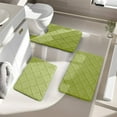 thumbnail image 1 of Cinvoph 3pcs Bathroom Rug Set Bath Rug Solid Non Slip Toilet Mat Water Absorbent Foam Mat for Bathroom Laundry Room Household Decor 24"x16" Green, 1 of 7