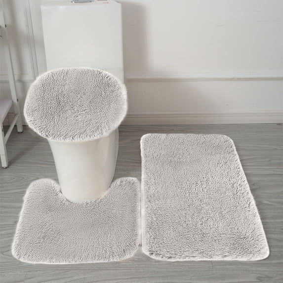 Cinvoph 3pcs Bathroom Rugs Mat Set, Absorbent Microfiber Bath Rugs, Quick Dry, Machine Washable Bath Mats for Bathroom Floor, Tub and Shower, Home Decor Gray