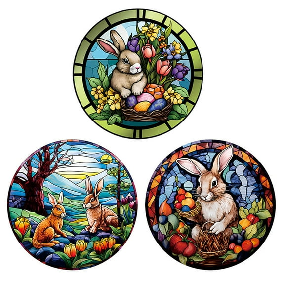 Cinvoph 3pcs Easter Decorative Fridge Magnets Cute Bunny Magnetic Decals Waterproof Home Decor for Party Gift for Women Men 12"