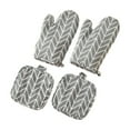 thumbnail image 1 of Cinvoph 4 Pack Kitchen Microwave Mitts and Pot Supports Set 500 Degrees Heat Resistance Non-slip Linen Gloves for Oven Baking Cooking, 6.6"x10.6" Gray, 1 of 6