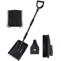 Cinvoph 43" 6pcs 3-in-1 Collapsible Snow Shovel Set - Snow Brush & Ice Scraper Emergency Snow Remover, Compact Easy to Handle for Cars Trucks Outdoors Black