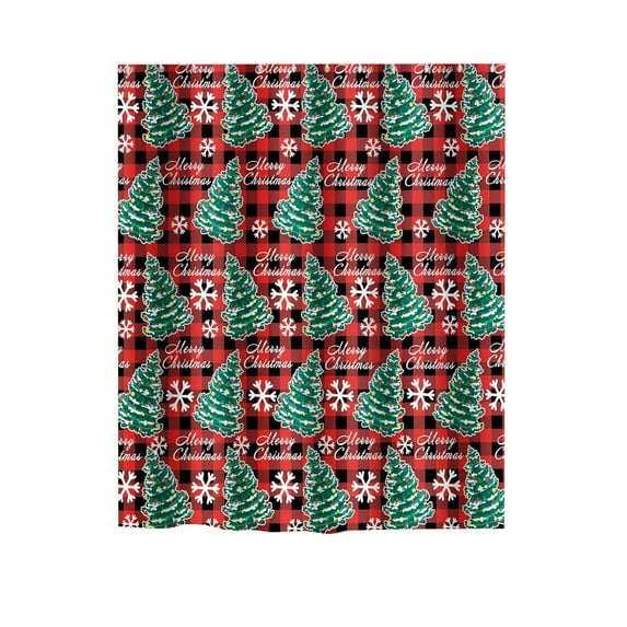 Cinvoph 47"x71" Plaid Christmas Shower Curtain Xmas Tree Winter Holiday Bathroom Decor, Washable Durable Bath Curtain, Festive Bathroom Curtains for Home Holiday Decor