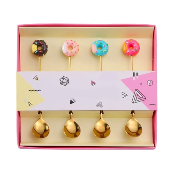 Cinvoph 4pcs Cute Spoons Decorative Dessert Spoon Coffee Teaspoon for Ice Cream Pudding Yogurt Tea Parties Retro Cutlery Settings 7"