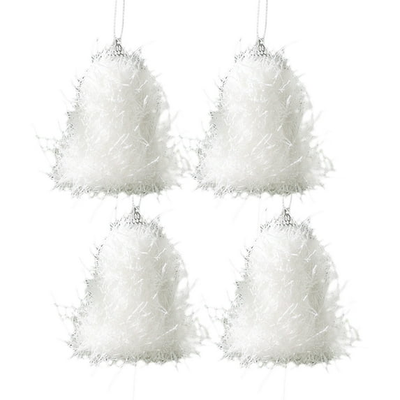 Cinvoph 4pcs White Christmas Bell Decorations Xmas Tree Hanging Ornaments with Rope for Crafts Indoor Outdoor Xmas Decor Winter New Year Xmas Painting DIY Art
