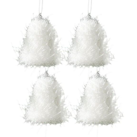 Cinvoph 4pcs White Christmas Bell Decorations Xmas Tree Hanging Ornaments with Rope for Crafts Indoor Outdoor Xmas Decor Winter New Year Xmas Painting DIY Art