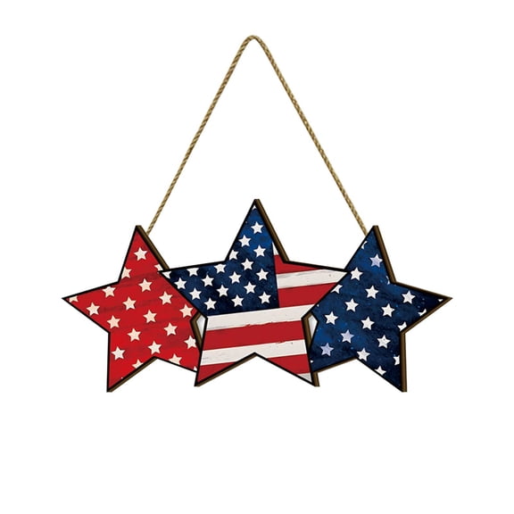 Cinvoph 4th of July Welcome Hanging Sign Independence Day Ornament for Front Door and Wall Decoration 11.5"x6"