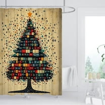 Cinvoph 59"x71" Christmas Shower Curtain Xmas Tree&Star Holiday Bathroom Decor, Washable Durable Bath Curtain, Festive Winter Bathroom Curtains Decoration