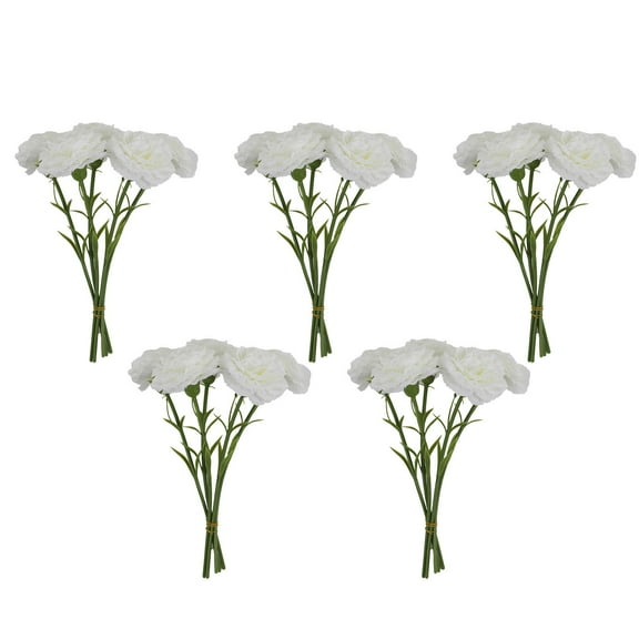 Cinvoph 5Pcs Artificial Flowers Carnations Silk Fake Flowers Bouquet for Wedding Centerpieces Dining Table Home Party Birthday Decor Mothers Day Gifts