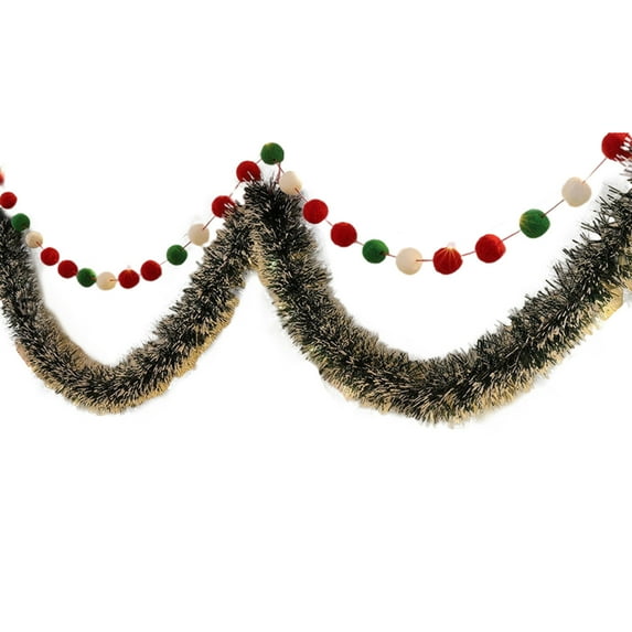 Cinvoph 6.2ft Christmas Artificial Garland with Decorative Light Strip, Balls and Garland for Stairs Fireplace Door Wall Xmas Tree Indoor/Outdoor Decor, A