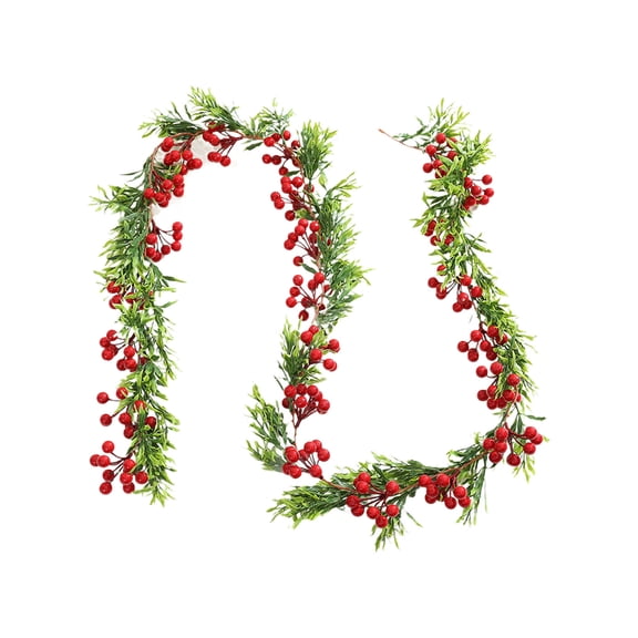 Cinvoph 6.4ft Flexible Artificial Christmas Berry Vine, Winter Berry Pine Rattan Garland for Mantle Xmas Tree Window Door Hanging Indoor Outdoor Holiday Decor
