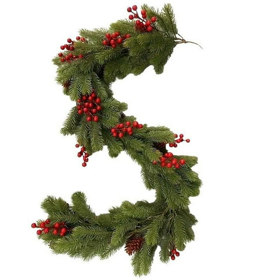 Cinvoph 6.6ft Christmas Artificial Red Berry Garland Faux Hanging Ivy Red Berries Rattan Christmas Wedding Party Wall Mantel Home Winter Indoor Outdoor Decor
