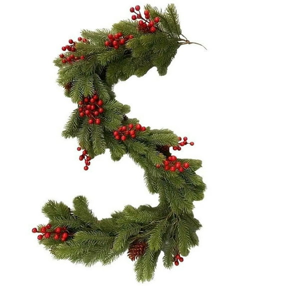 Cinvoph 6.6ft Christmas Artificial Red Berry Garland Faux Hanging Ivy Red Berries Rattan Christmas Wedding Party Wall Mantel Home Winter Indoor Outdoor Decor