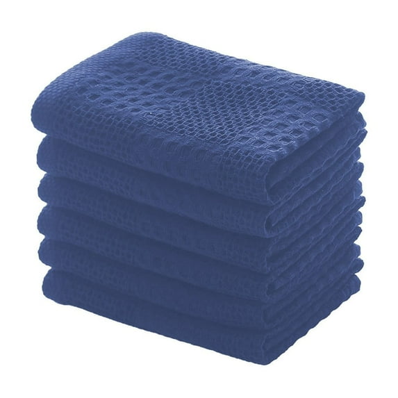 Cinvoph 6 Pack Cotton Waffle Weave Kitchen Dish Cloths Soft Absorbent Quick Drying Dish Towels Non-Scratch Reusable for Kitchen, Window Glass & Bathroom 13"x13" Black