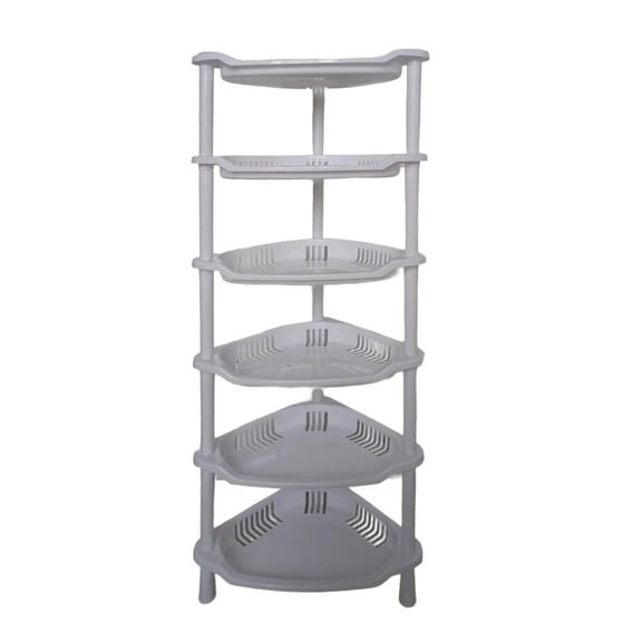 Cinvoph 6-Tier Shelving Triangle Storage Rack Adjustable Heavy Duty Space Saving Standing Unit for Kitchen Bathroom Laundry Pantry Closet Home Organization Rack 8.5"x7"x29.5" White