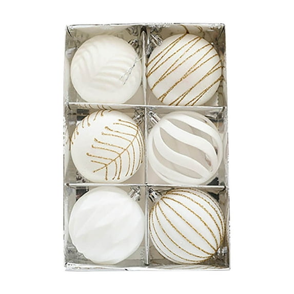 Cinvoph 6pcs 3.15" Velvet Christmas Balls Ornaments, Multiple Colors Exquisite Hanging Decorations Shatterproof Baubles for Xmas Tree Holiday Wedding Party Decor, White