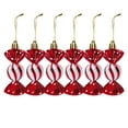 thumbnail image 1 of Cinvoph 6pcs Christmas Candy Ornaments Set Glitter Plastic Peppermints & Candy Jars, Exquisite Hanging Decor for Xmas Tree, Holiday Party & Home Mantel, Red, 1 of 2